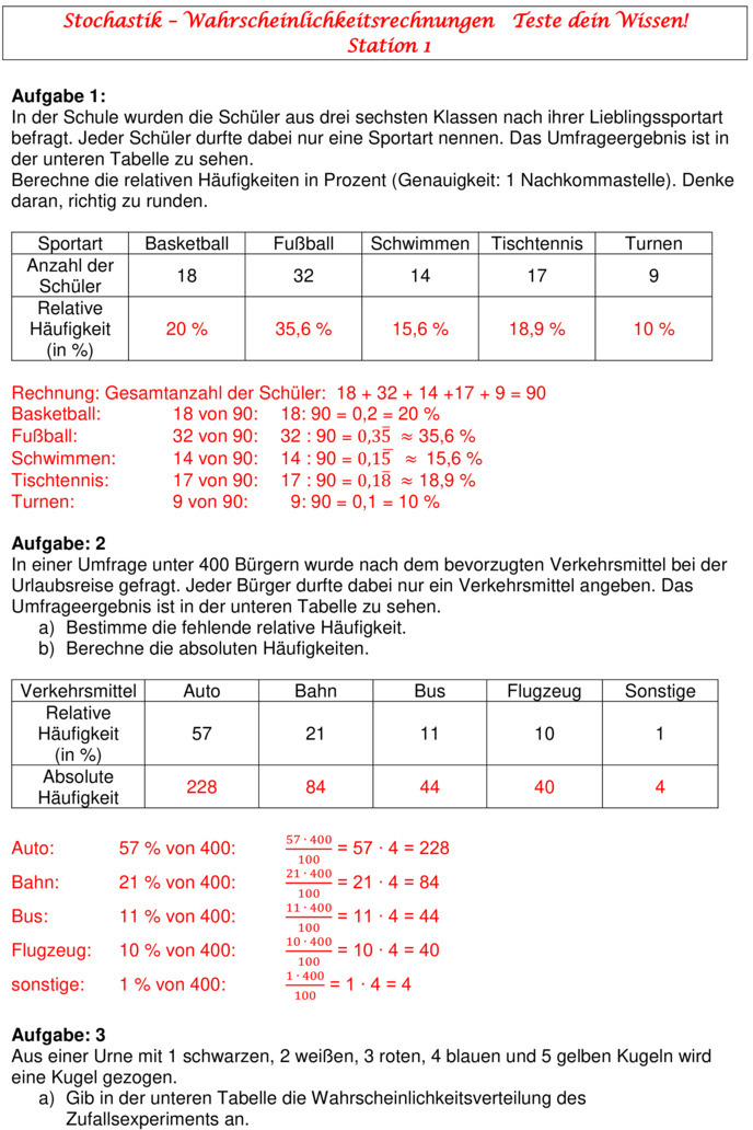 Wahrscheinlichkeitsrechnung Aufgaben Mit Lösung Pdf Klasse 8 Übungsblatt zu Wahrscheinlichkeit