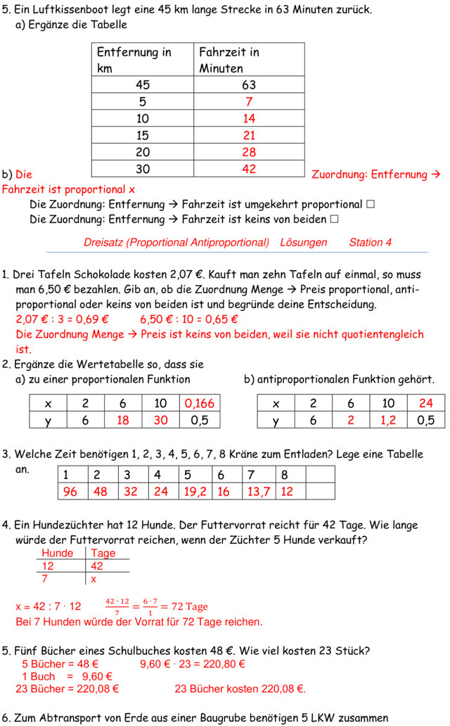 Proportionale Zuordnung Aufgaben Mit Lösungen Pdf Klassenarbeit zu Proportionale Zuordnungen