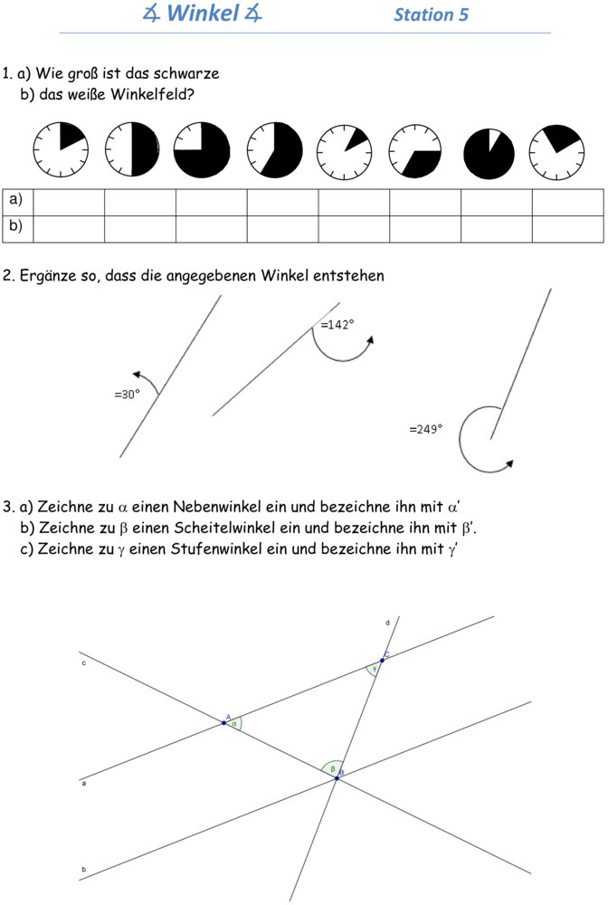 Klassenarbeit Mathe Klasse 6 Winkel Und Dreiecke Übungsblatt zu Winkel