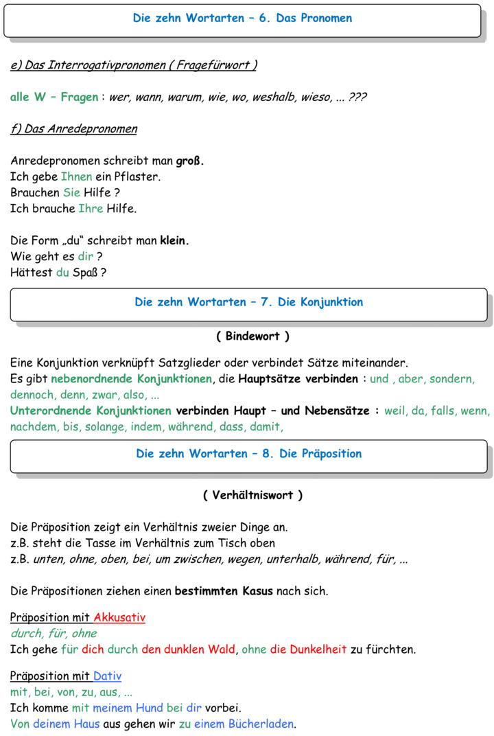 Übungsblatt zu Wortlehre