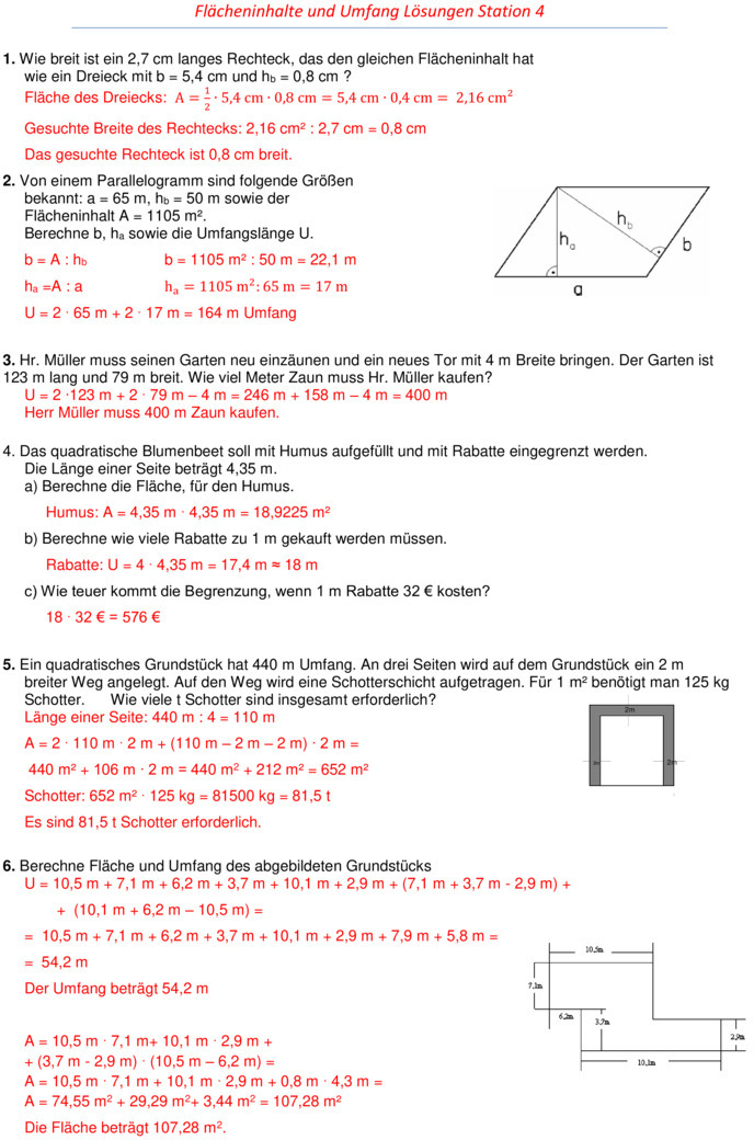 Übungsblatt zu Geometrie [6. Klasse]