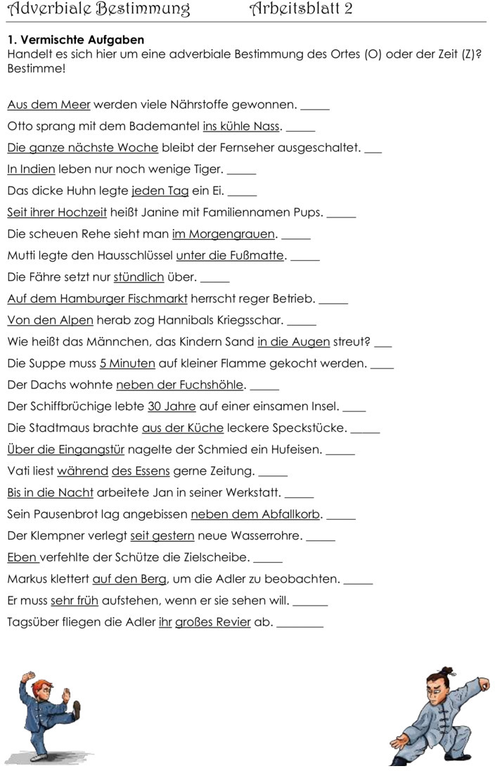 Übungsblatt zu Satzarten und Satzzeichen