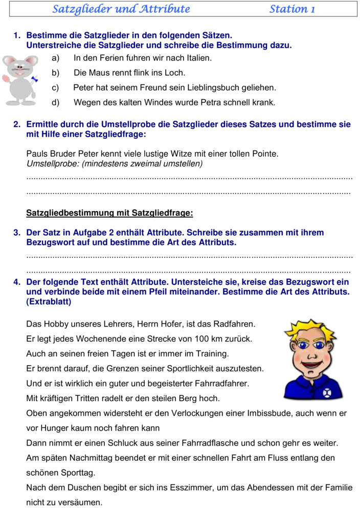 Klassenarbeit zu Satzlehre