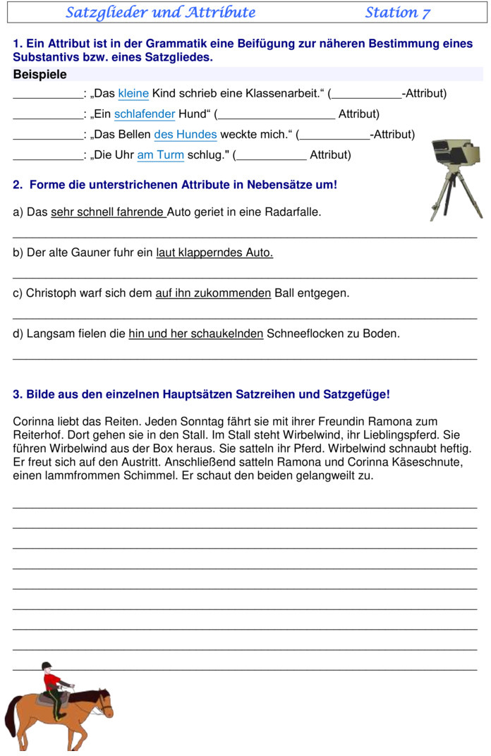 Klassenarbeit zu Satzarten und Satzzeichen