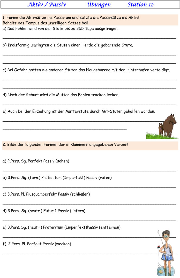 übungen Zu Passiv Und Aktiv Übungsblatt zu Aktiv - Passiv