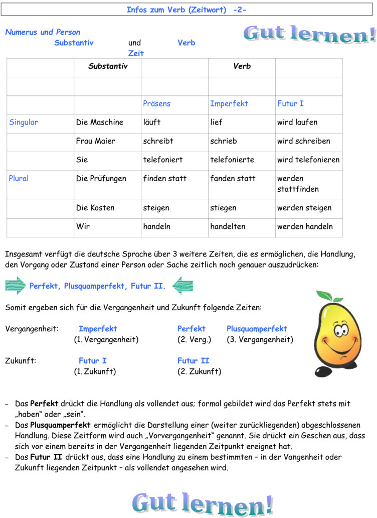 Übungsblatt zu Zeitformen