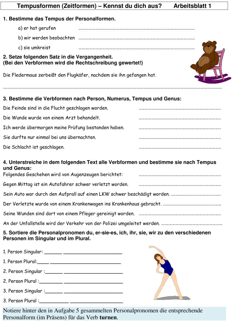 Übungsblatt zu Zeitformen