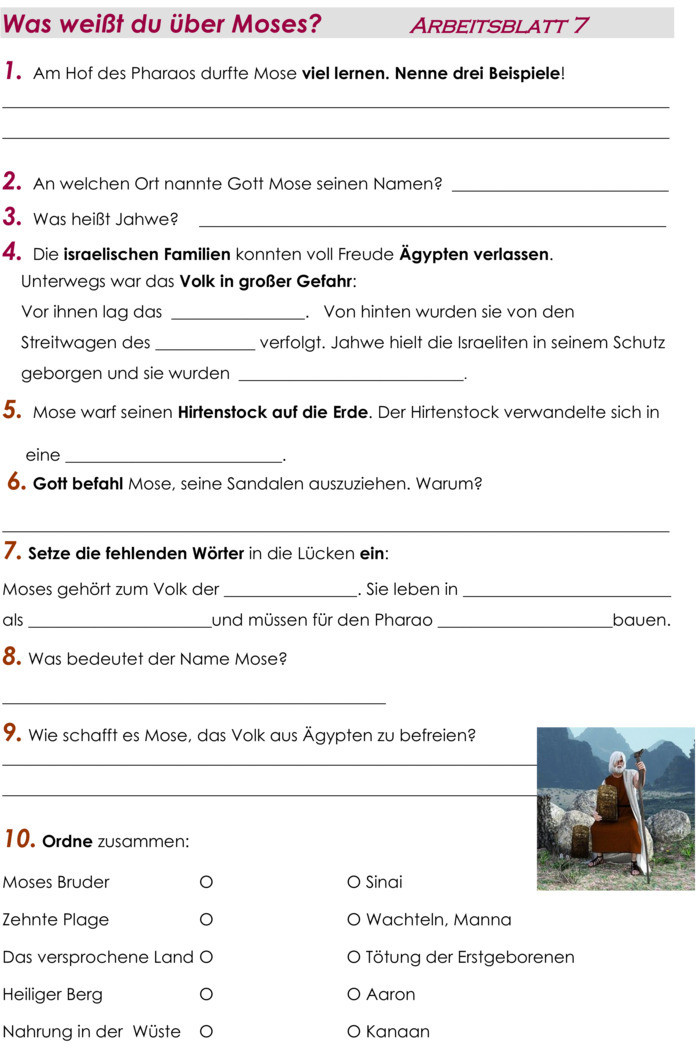 Übungsblatt zu Mose
