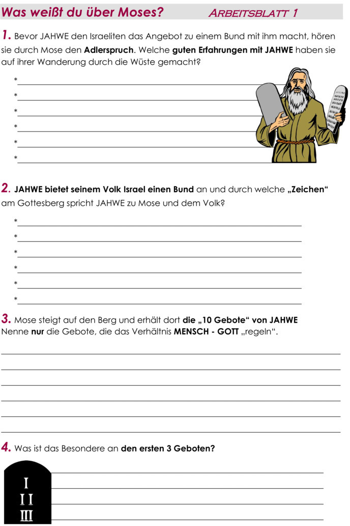 Übungsblatt zu Mose