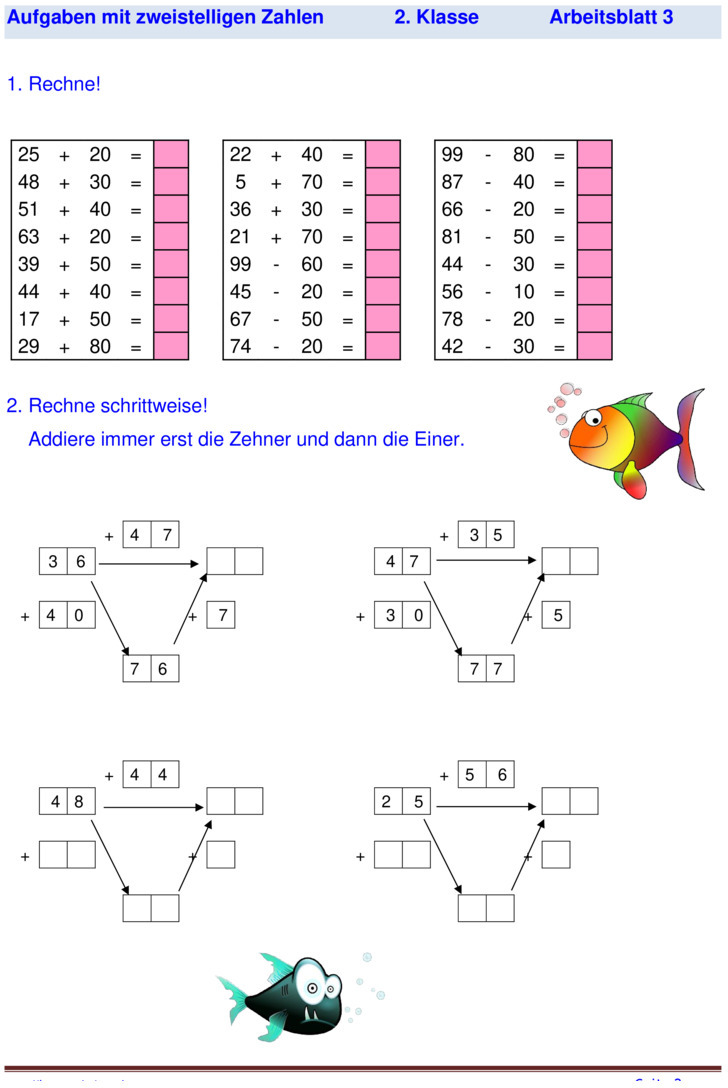 Übungsblatt zu Rechnen bis 100