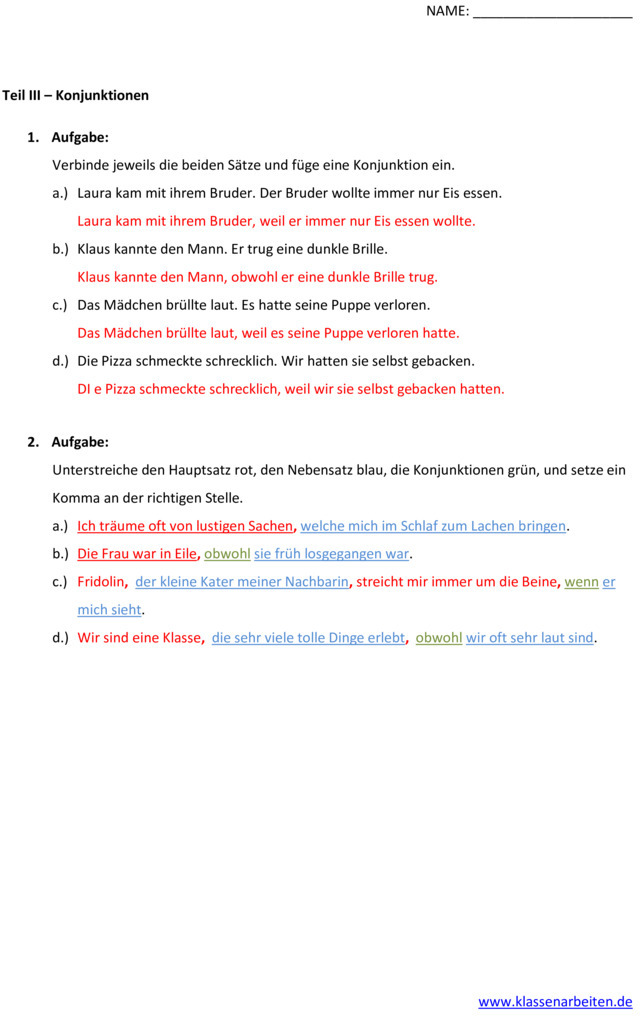 Klassenarbeit zu Grammatik [Deutsch 7. Klasse]