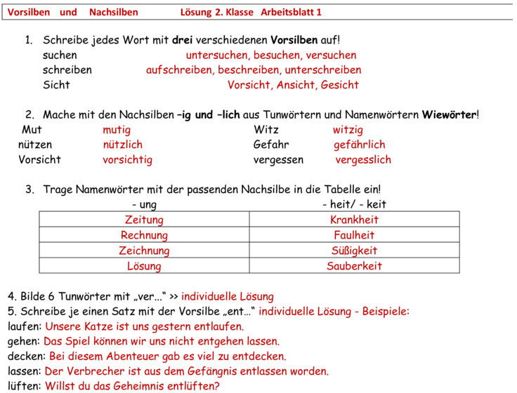 Übungsblatt zu Grammatik [Deutsch 2. Klasse]
