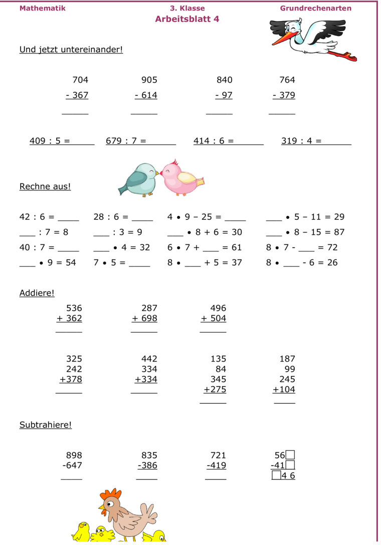 Mathe 2. Klasse Gemischte Aufgaben – IAZDR
