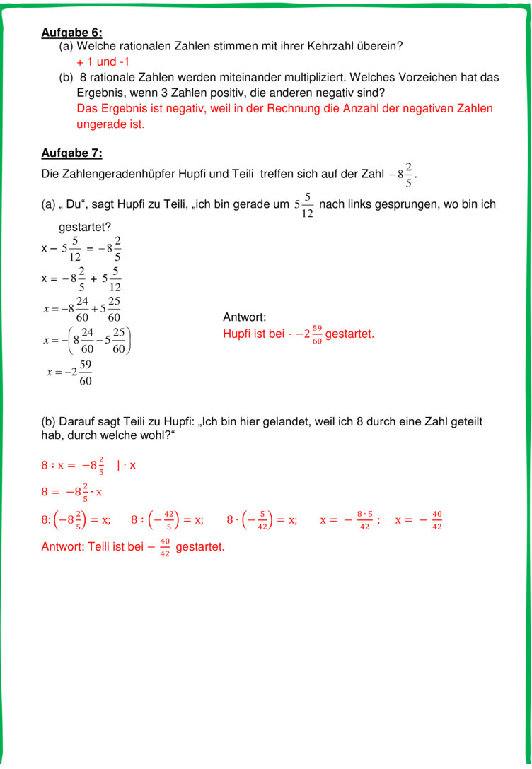Rationale Zahlen übungen Klasse 7 Zum Ausdrucken Klassenarbeit zu Rationale Zahlen