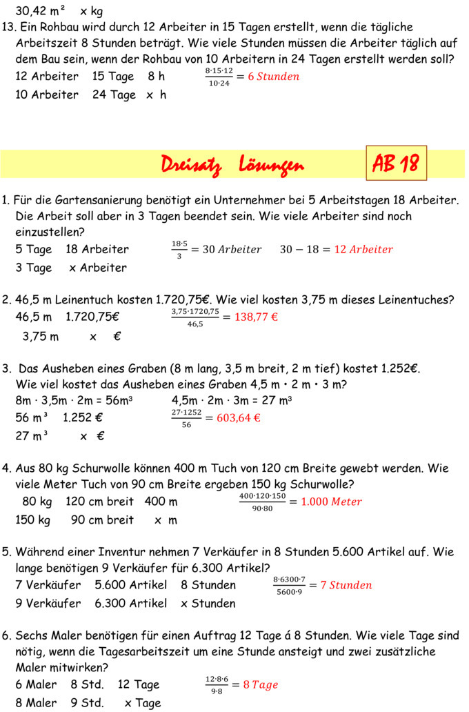 bungsblatt Zu Dreisatz bungsblatt-zu-dreisatz