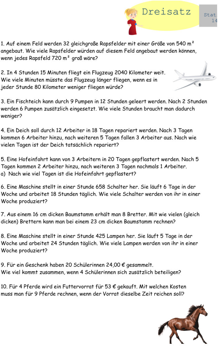 Übungsblatt zu Dreisatz