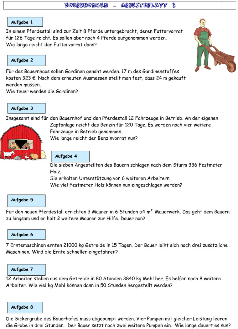 Proportionale Zuordnungen Aufgaben Mit Lösungen Klasse 7 Pdf Übungsblatt zu Proportionale Zuordnungen [Klasse 7]