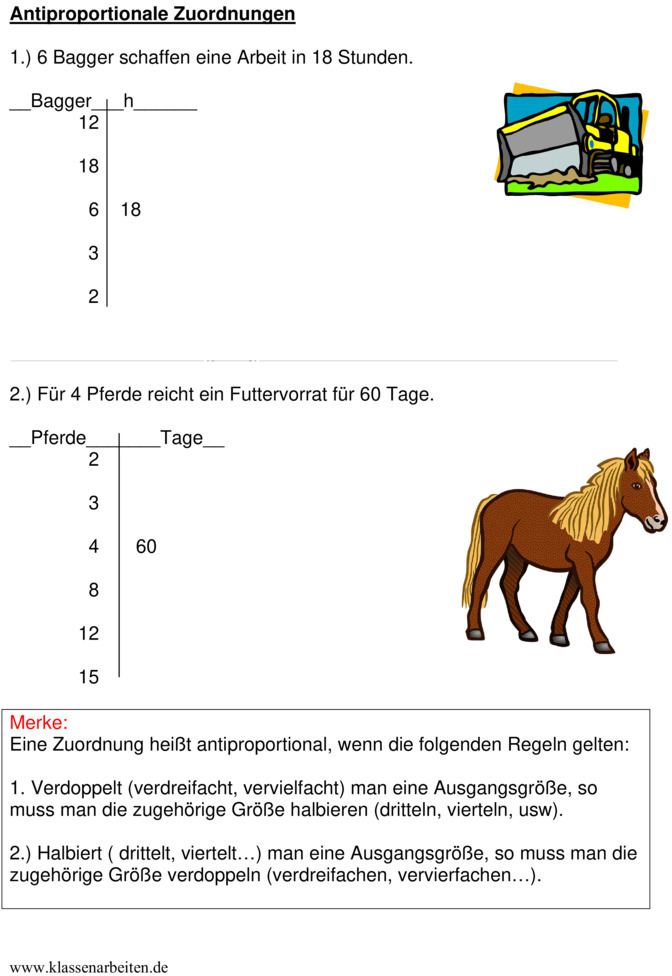 Übungsblatt zu Proportionale Zuordnungen [Klasse 7]