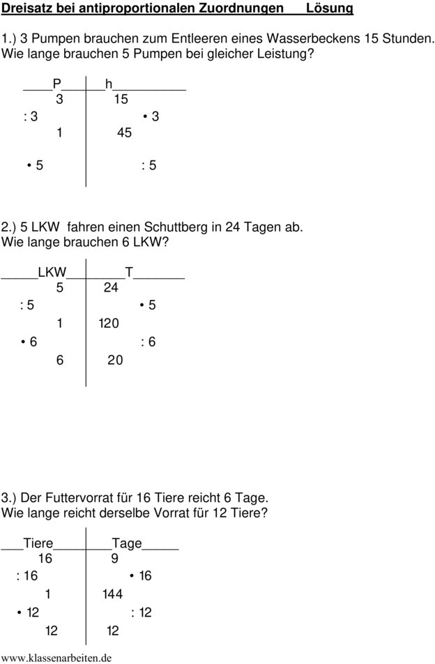 Übungsblatt zu Proportionale Zuordnungen [Klasse 7]