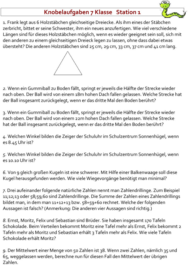 Übungsblatt zu Verschiedene Themen