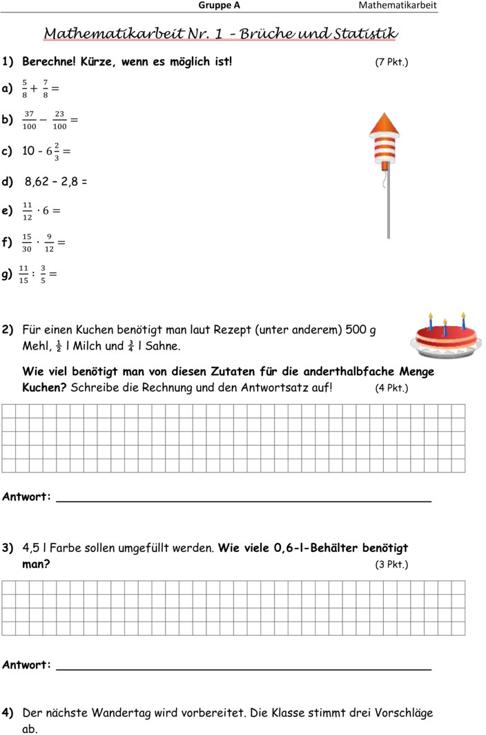 Mathe 7 Klasse Gymnasium Aufgaben Mit Lösungen Pdf Klassenarbeit zu Schuljahresbeginn [Mathe 7. Klasse]