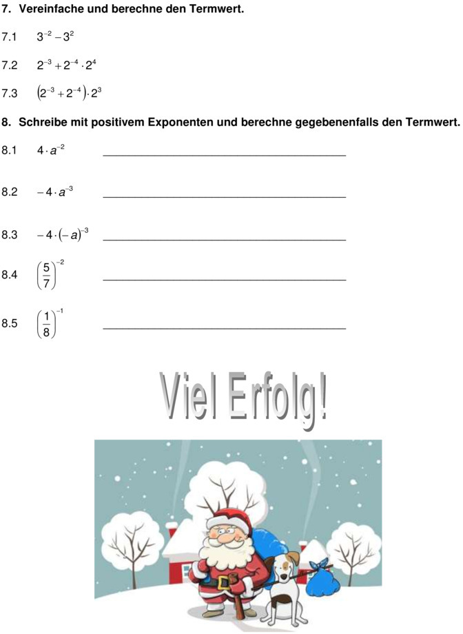 Klassenarbeit zu Potenzen [7. Klasse]