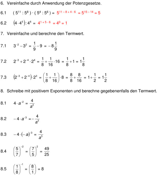 Klassenarbeit zu Potenzen [7. Klasse]