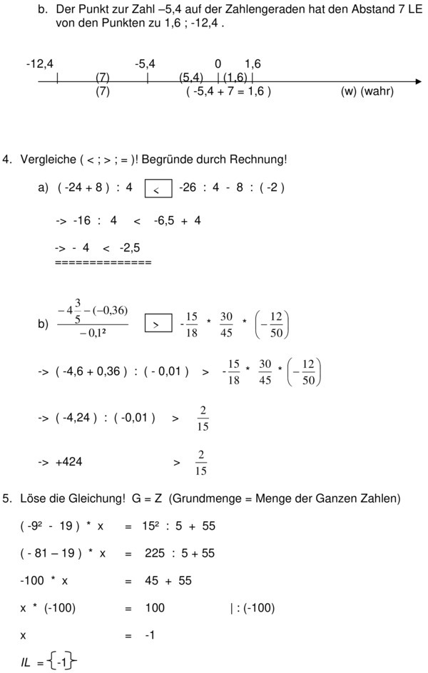 Rationale Zahlen übungen Klasse 7 Zum Ausdrucken Klassenarbeit zu Rationale Zahlen