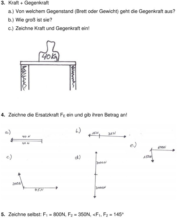 Klassenarbeit zu Kraft Physik 8. Klasse