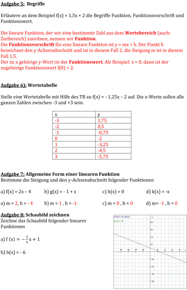 Klassenarbeit Lineare Funktionen Klasse 8 Mit Lösungen Klassenarbeit zu Lineare Funktionen [8. Klasse]