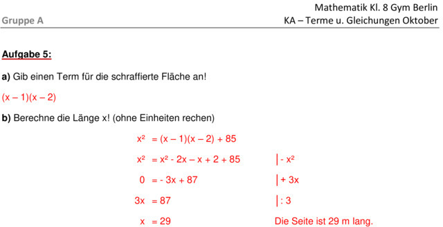 Terme Und Gleichungen Klasse 8 Aufgaben Mit Lösungen Pdf www.klassenarbeiten.de