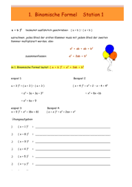 Binomische Formeln 3836 Vorschau