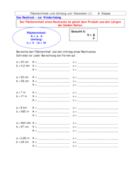 Flächen und Volumen [8. Klasse] 3849 Vorschau