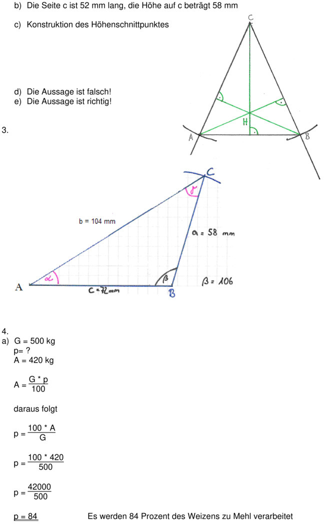 Klassenarbeit zu Geometrie [6. Klasse]