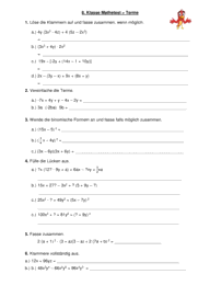 Terme und Gleichungen [8. Klasse] 4014 Vorschau