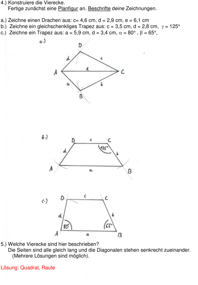 Klassenarbeit zu Geometrie [8. Klasse]