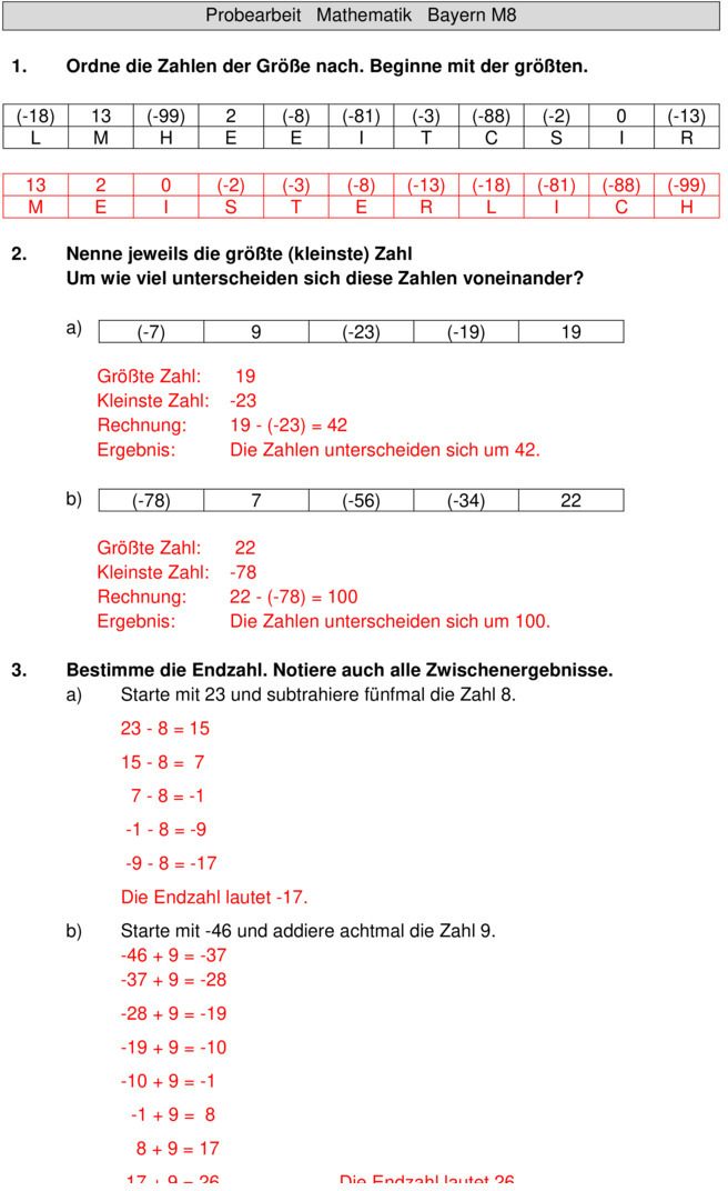 Klassenarbeit Lineare Funktionen Klasse 8 Mit Lösungen