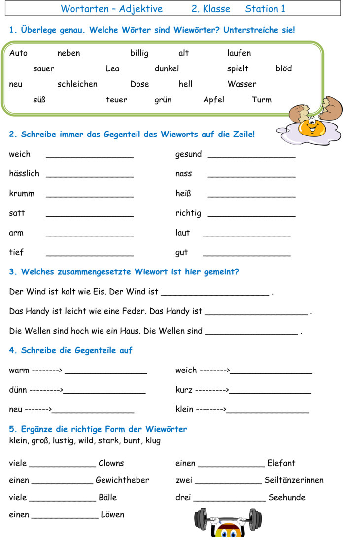 Übungsblatt zu Wortarten