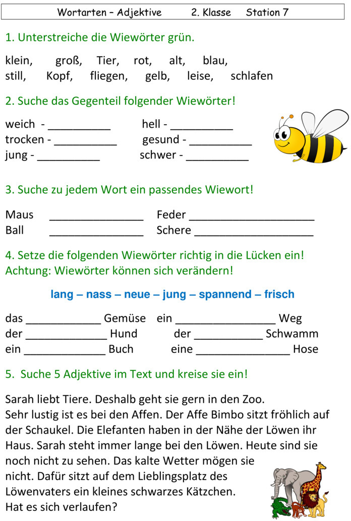 Ãœbungsblatt zu Wortarten