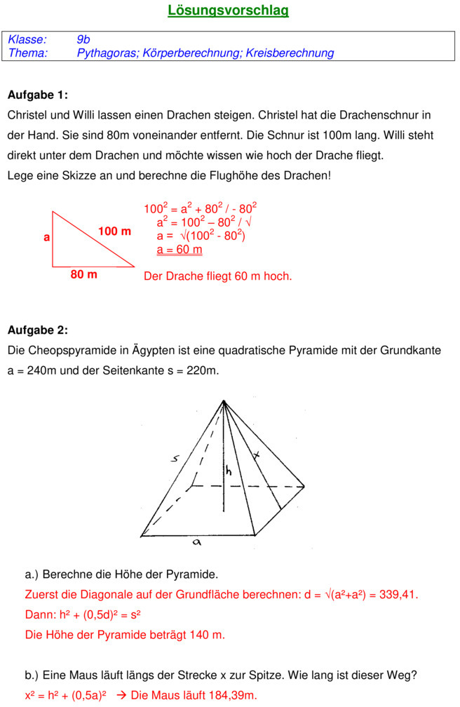 Mathe übungen Klasse 9 Hauptschule Zum Ausdrucken Klassenarbeit zu Geometrie [9. Klasse]