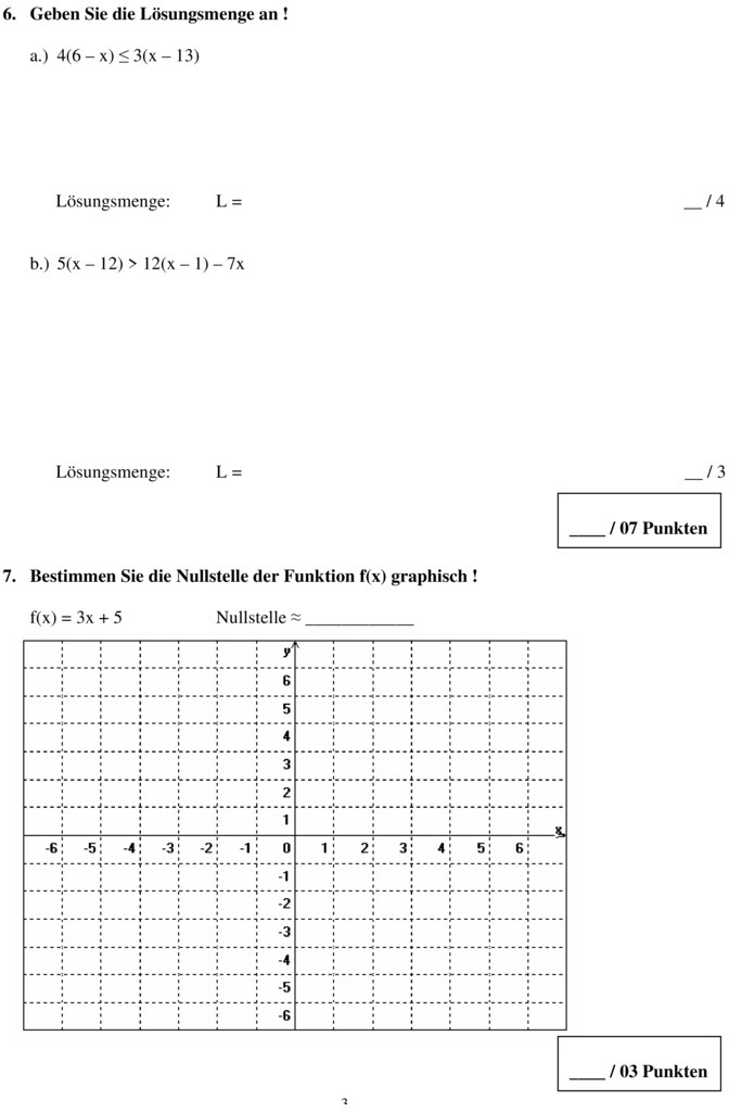 Klassenarbeit zu Abschlussarbeit [Mathe 9. Klasse]