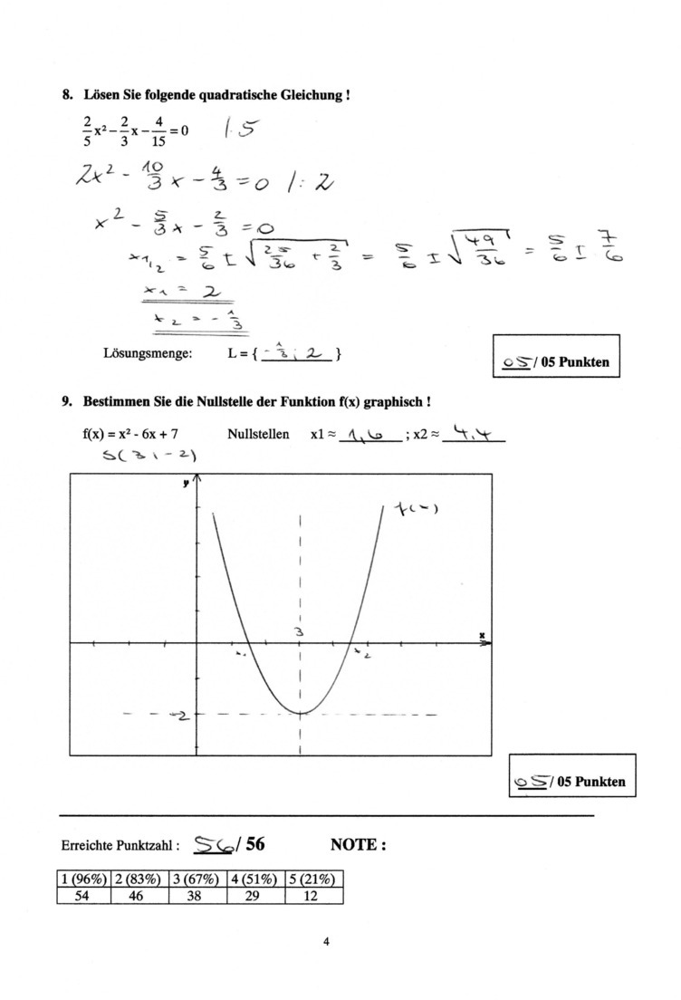 Mathe 9 Klasse Aufgaben Mit Lösungen Pdf Klassenarbeit zu Abschlussarbeit [Mathe 9. Klasse]