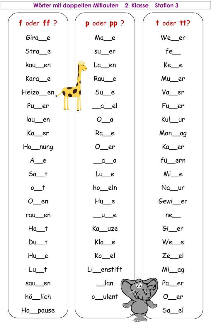 Übungsblatt zu Rechtschreibung [2. Klasse]