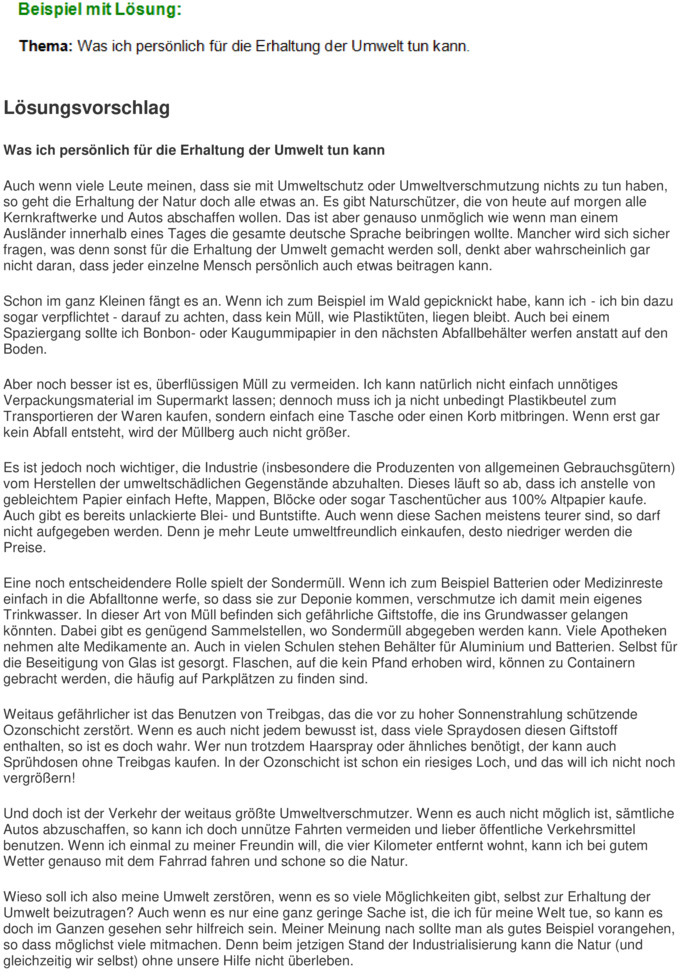 Klassenarbeit zu Erörterung