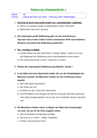 1. Klassenarbeit [Religion 9. Klasse] 4247 Vorschau