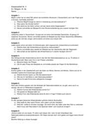 2. Klassenarbeit [Religion 9. Klasse] 4250 Vorschau