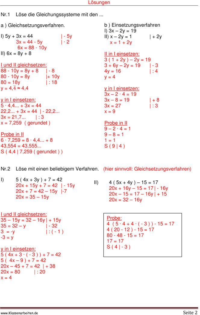 Klassenarbeit Zu Quadratische Gleichungen