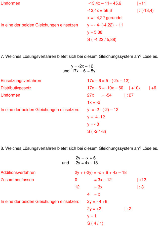 Klassenarbeit zu Lineare Gleichungssysteme [9. Klasse]