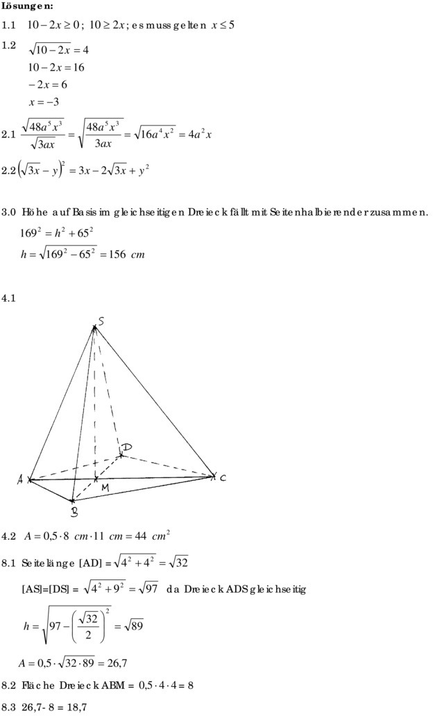 Klassenarbeit zu Abschlussarbeit [Mathe 9. Klasse]