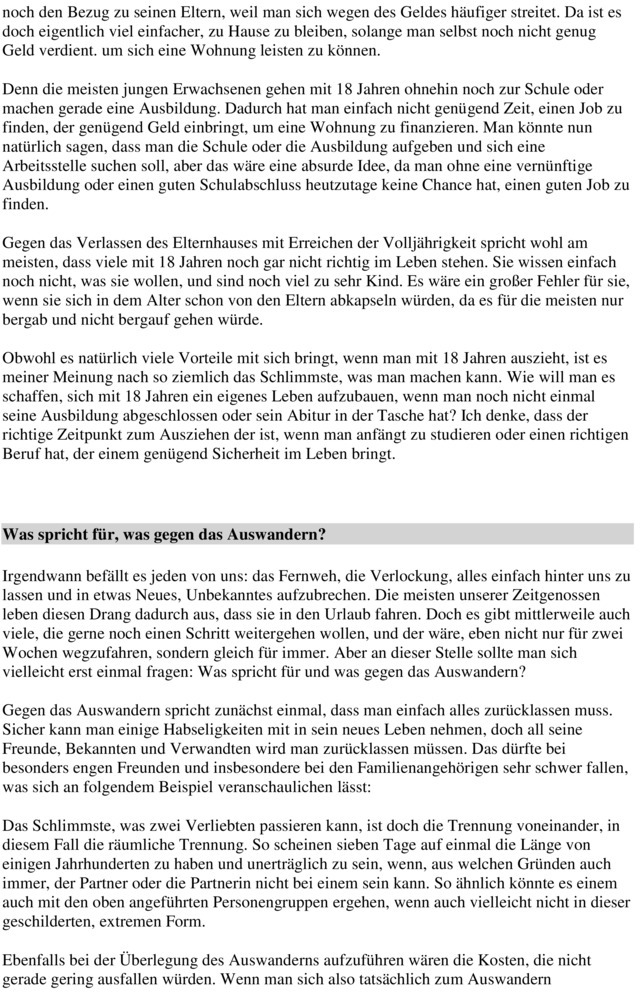 Klassenarbeit zu Erörterung